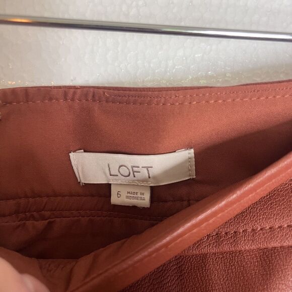 Ann Taylor Loft Brown Vegan Leather A Line Skirt Front Pockets size 6 - Picture 6 of 6